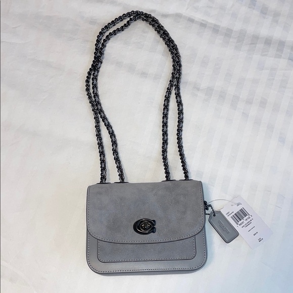 Gray Mini Coach Shoulder Bag with Adjustable Chain Strap - Picture 1 of 9